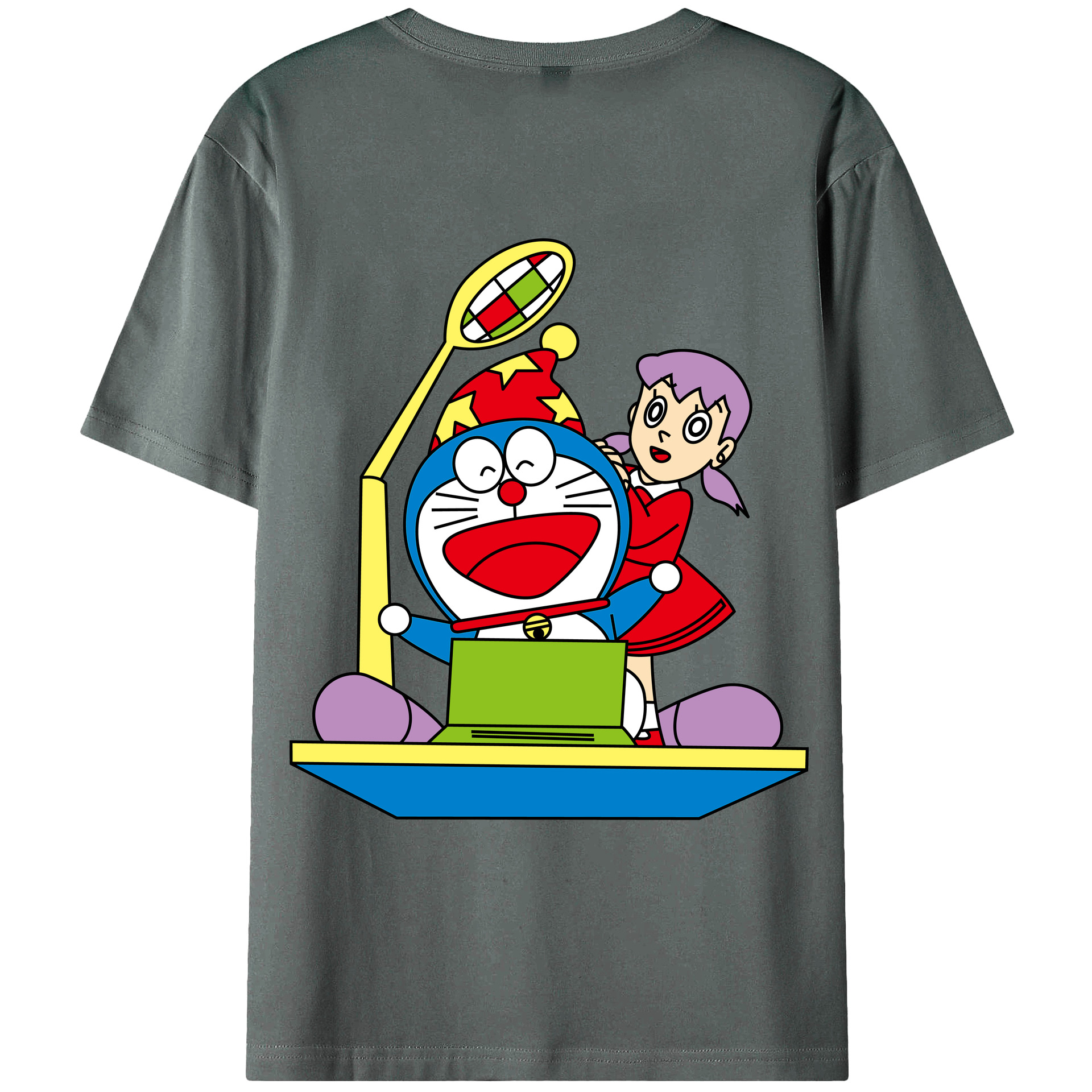 （画像用） ドラえもん みなもと しずか Doraemon Shizuka Minamoto 綿100％ メンズ半袖Tシャツ（バックプリント） 通気性